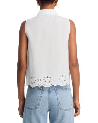Eyelet Trim Sleeveless Shirt - Exclusive