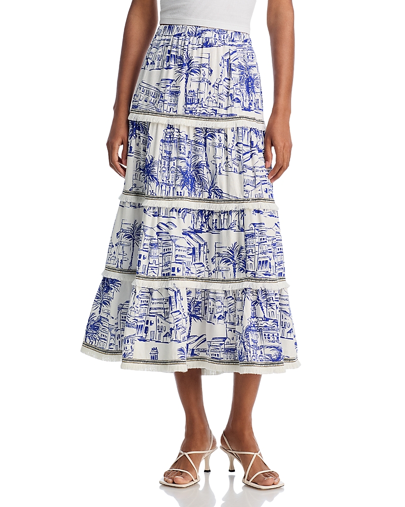 AQUA CITY PALM TOILE FRINGE SKIRT - EXCLUSIVE