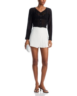 Crochet V Neck Cardigan Sweater - Exclusive