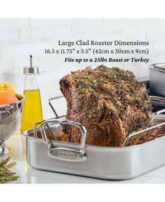 Provisions 16.5-Inch Clad Stainless Steel Roaster with Rack, Large