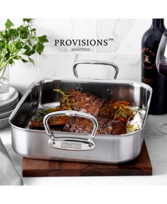 Provisions 14.5-Inch Clad Stainless Steel Roaster with Rack, Small