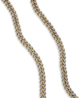 Curb Chain Necklace in 18K Yellow Gold with Pav&eacute; Diamonds, 17"