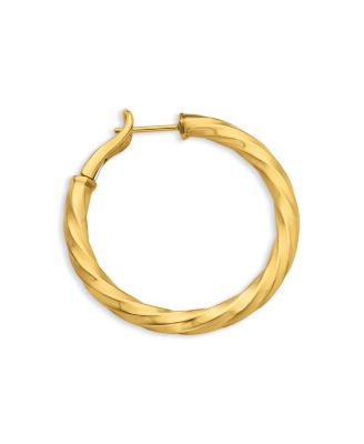 Cable Edge Hoop Earrings in Recycled 18K Yellow Gold