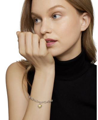 Cable Collectibles&reg; Cookie Classic Heart Bracelet in Sterling Silver with 18K Yellow Gold, 4.5mm