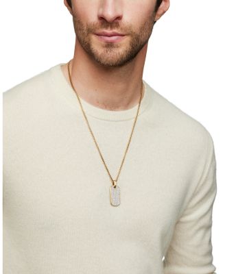 Men's Rhodium-Plated & 18K Yellow Gold Chevron Diamond Tag Pendant 