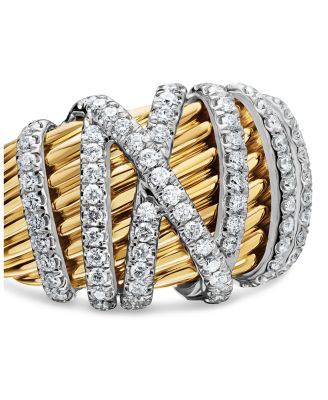 18K Yellow Gold Helena Dome Ring with Diamonds