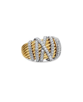 18K Yellow Gold Helena Dome Ring with Diamonds