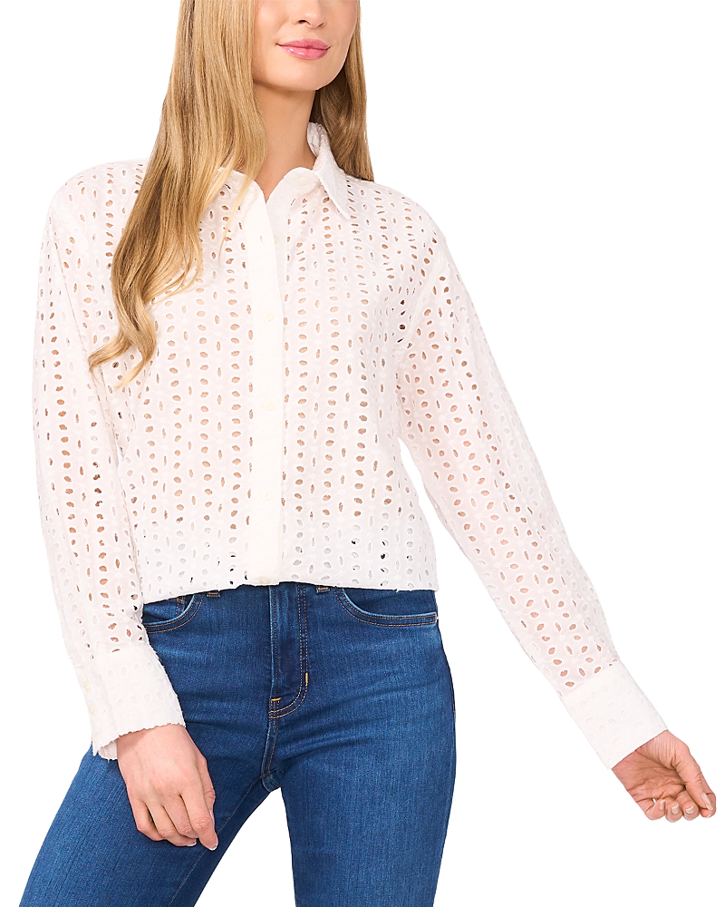 CeCe Eyelet Button Down Blouse