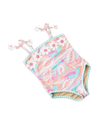 Girls' Tutti Fruity Daisy Crochet Pom Pom Swimsuit - Little Kid, Big Kid