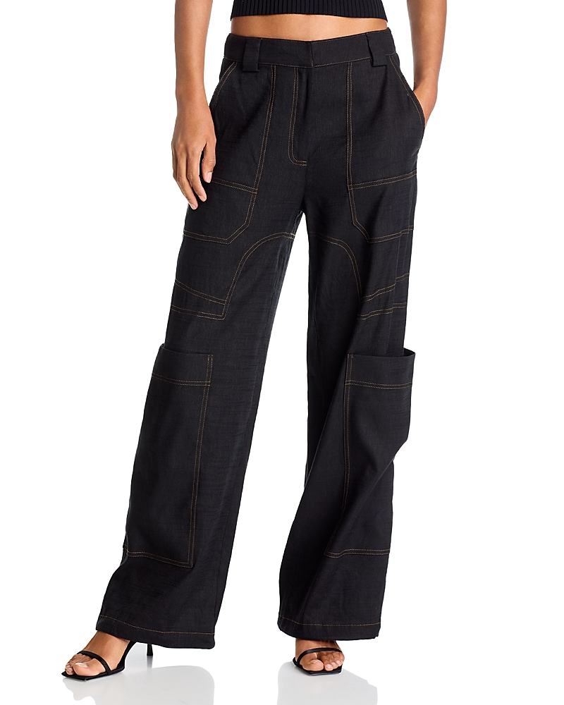 Cult Gaia Wynn Wide-leg Cargo Pant In Black In Black