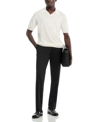 Striped Johnny Collar Knit Polo