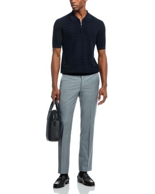 Chevron Stitch Quarter Zip Polo Sweater