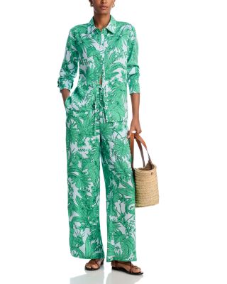 AQUA - Palm Satin Shirt & Wide Leg Pants - Exclusive