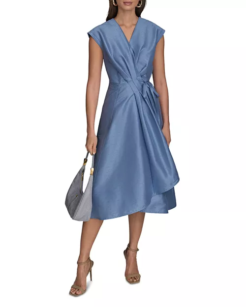 dupioni wrap dress