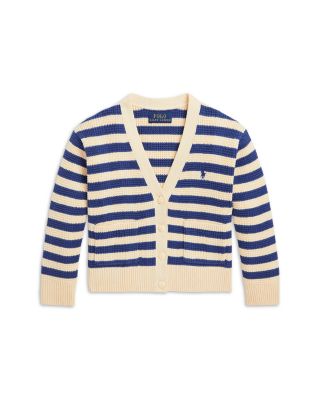 Ralph Lauren - Girls' Striped Cotton V-Neck Cardigan - Little Kid, Big Kid