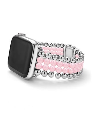 LAGOS - Stainless Steel & Pink Ceramic Smart Caviar Watch Band for Apple Watch&reg;