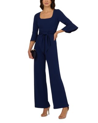 Knit Crepe Tie Front Jumpsuit