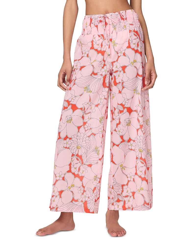 Kate Spade New York Floral Wide Leg Cover Up Pants In Goji Berry