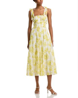 AQUA - Floral Tie Strap Midi Dress - Exclusive