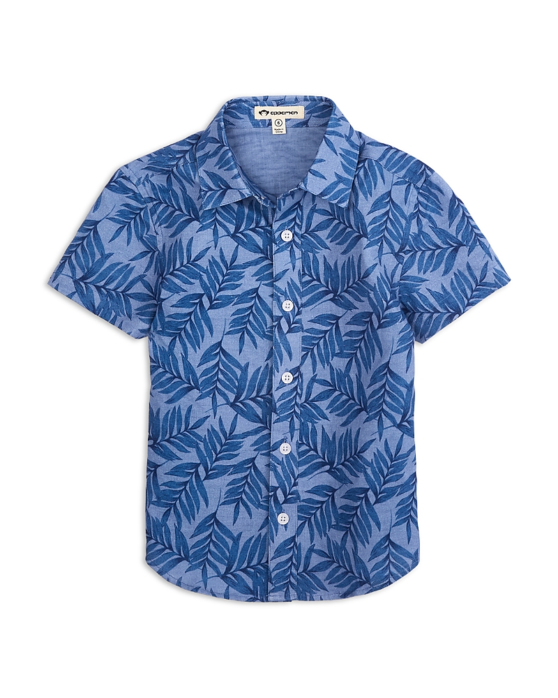 Appaman Boy's Day-party Printed Button Down Shirt In Summer Blue