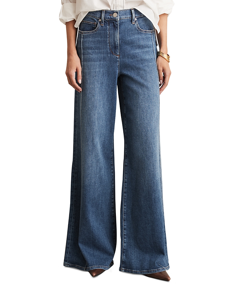 Reiss Petite Heather Mid Rise Wide Leg Jeans