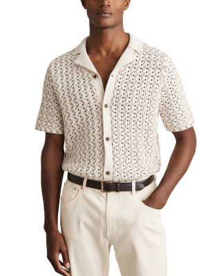 REISS - Roulette Cuban Button Through Textured Shirt