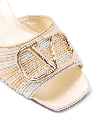 Women&#39;s Square Toe Logo High Heel Sandals