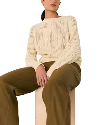 Pointelle Crewneck Knit Sweater