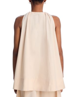 Gathered Cotton Poplin Tunic Top 