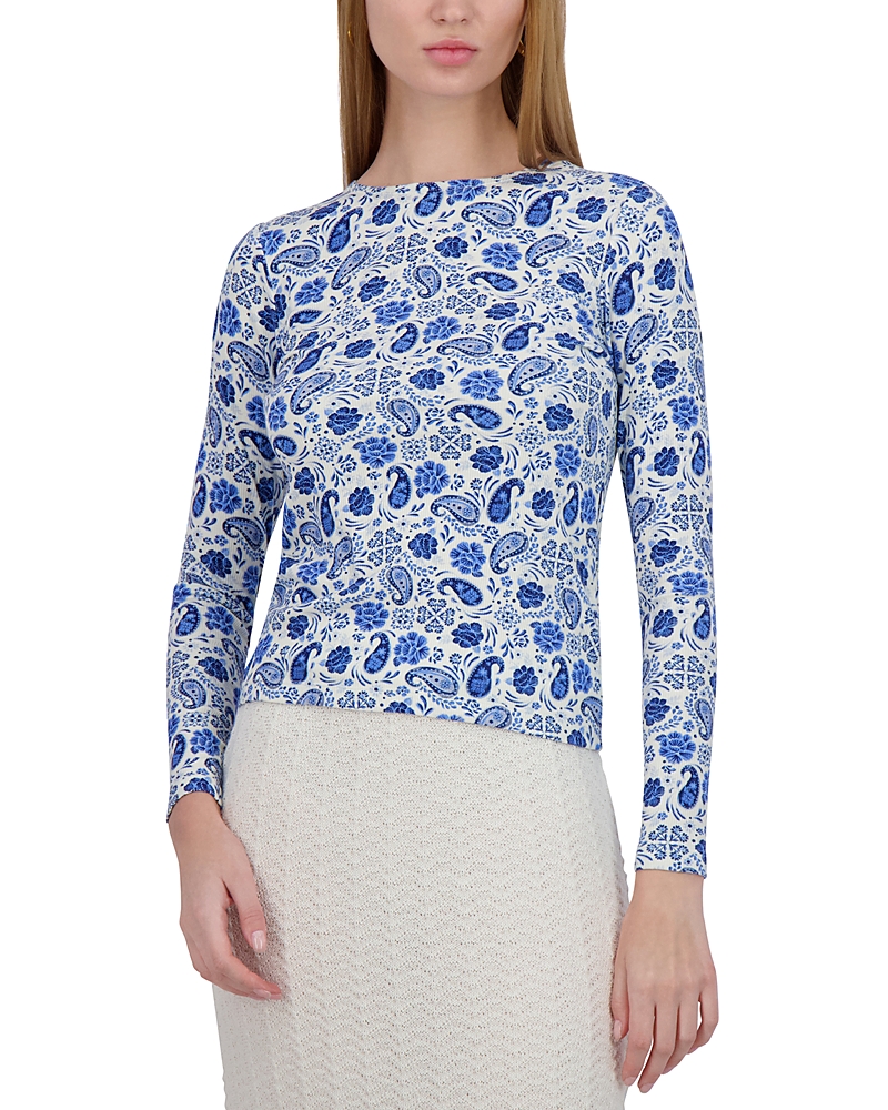 Point Printed Crewneck Long Sleeve Tee