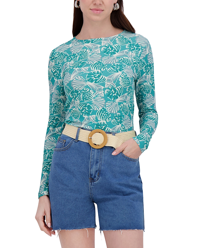 Point Printed Crewneck Long Sleeve Tee
