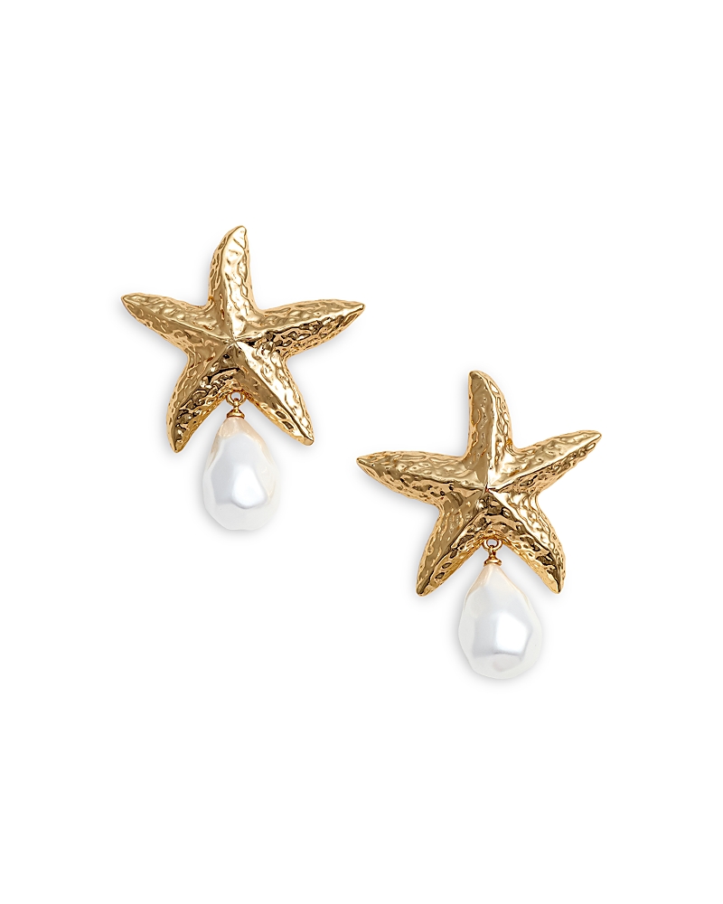 SELF-PORTRAIT SELF PORTRAIT IMITATION PEARL STARFISH DROP EARRINGS