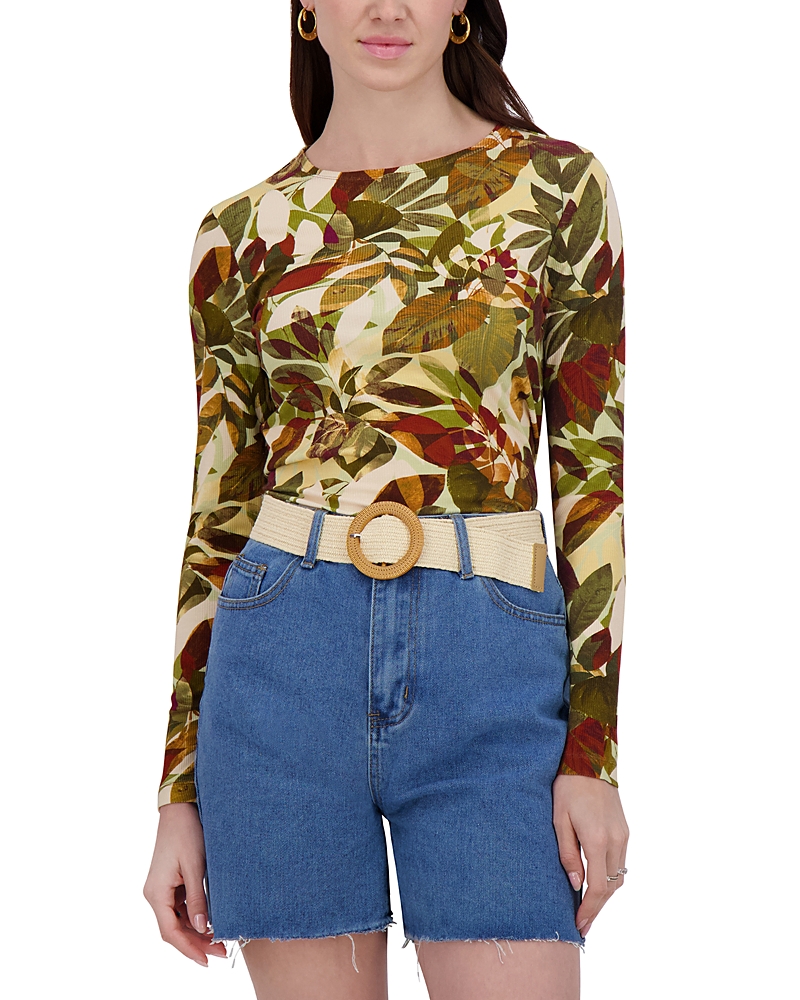 Point Printed Crewneck Long Sleeve Tee