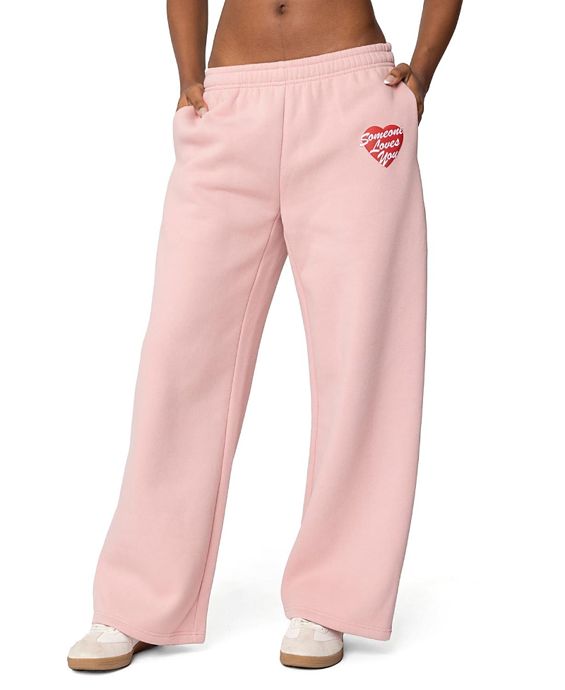 Edikted Someone Loves You Sweatpants In Pink