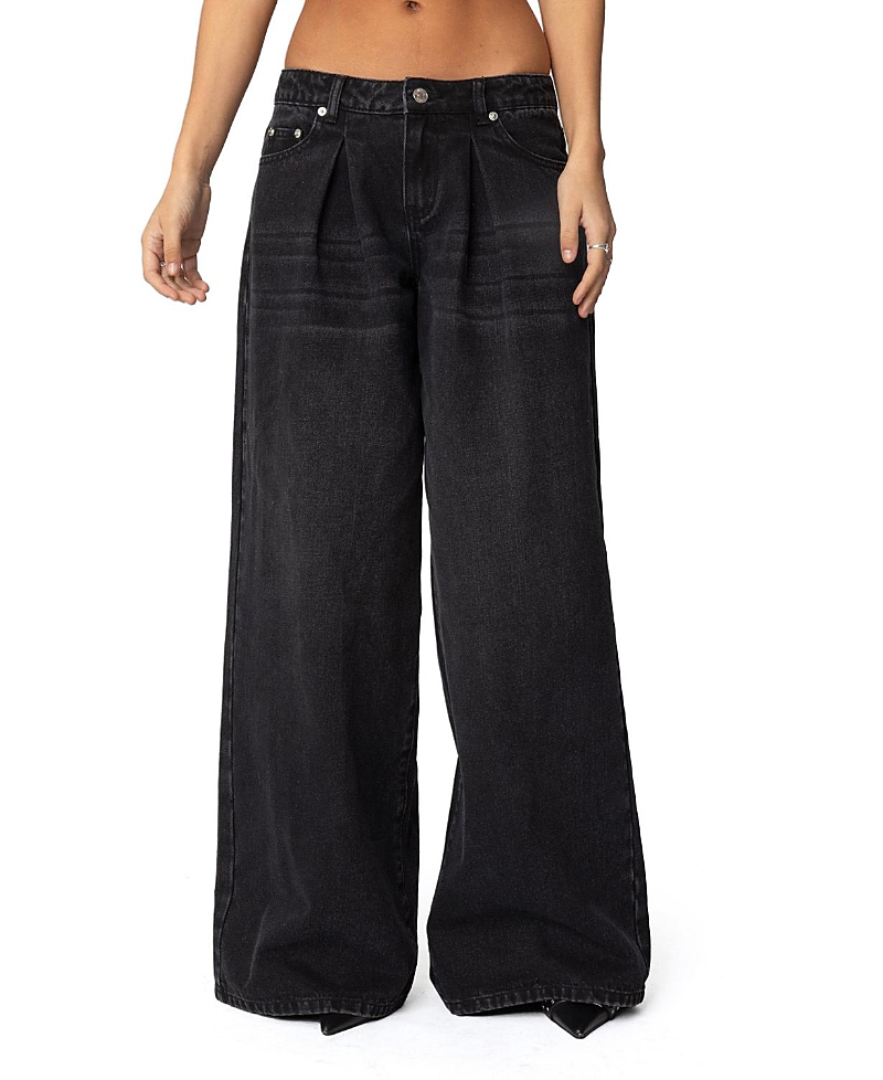 Edikted Pleated Detail Low Rise Jeans