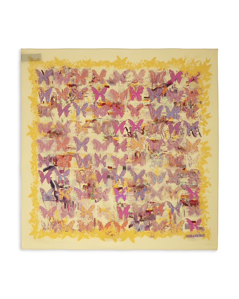 Zadig & Voltaire Blondie 85 Butterfly Neon Silk Square Scarf In Shea