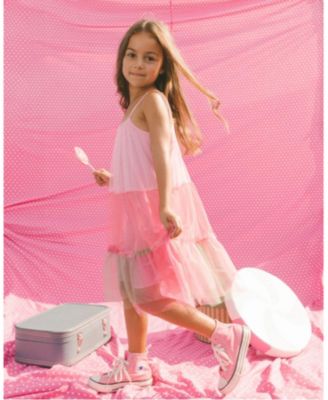  Girls' Sleeveless Color Block Tulle Dress - Big Kid