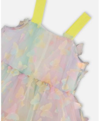  Girls' Tiered Printed Mesh Dress - Big Kid