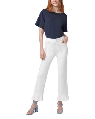High Rise Ruffle Hem Skimmer Jeans
