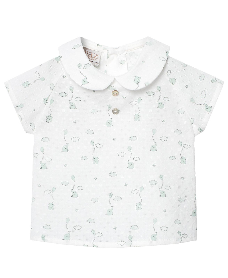 Paz Rodriguez Boys' Eido Blouse - Baby In White/water Green