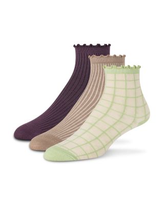 Ruffled Anklet Socks, Set of 3