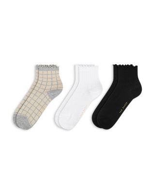 Ruffled Anklet Socks, Set of 3