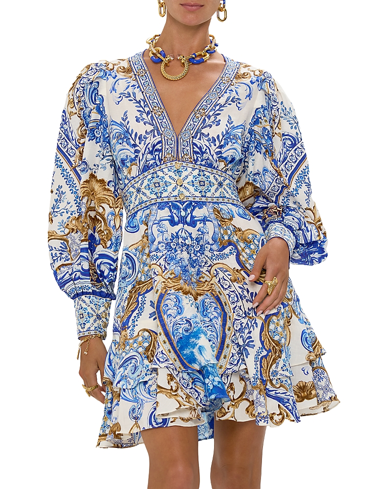 Shop Camilla Button Front Frill Dress In Azul Adventures