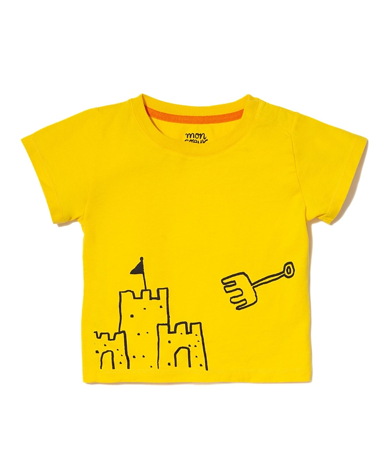 Shop Mon Coeur Unisex Recycled Cotton Sandcastle T-shirt - Baby, Little Kid, Big Kid In Dandelion