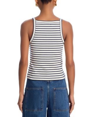 Striped Button Front Tank Top - Exclusive 