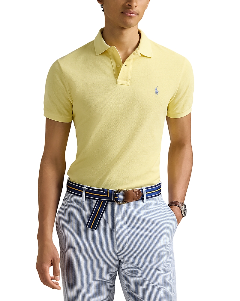 Polo Ralph Lauren Yellow Cotton Piquet Polo Shirt With Logo In Resort Gold