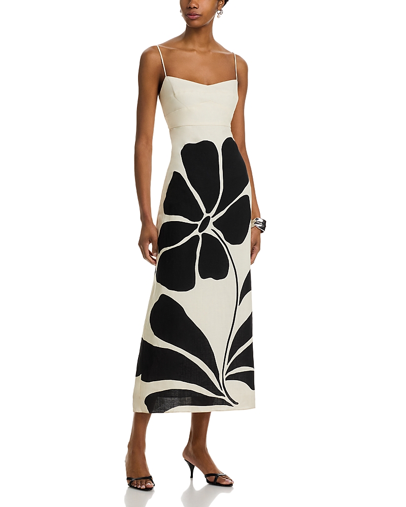 Cala De La Cruz Paloma Linen Exploded Flower Dress In Camellia
