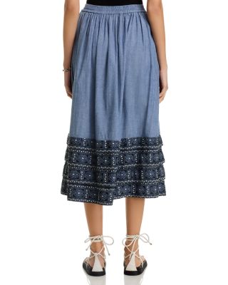 Chambray Embroidered Skirt