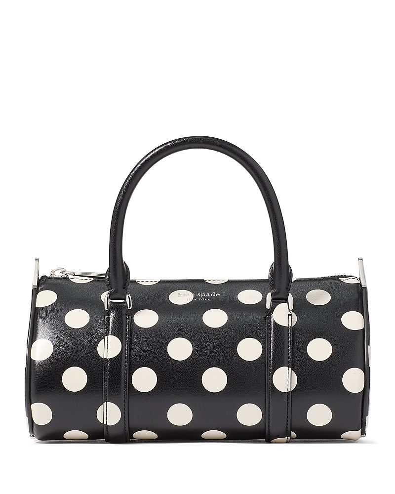 Kate Spade Spade Icon Small Polka Dot Leather Barrel Top-handle Bag In Black Multi