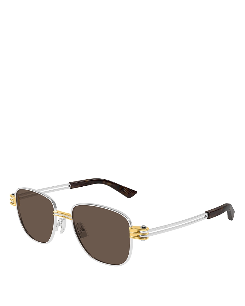 Bottega Veneta Rectangle Metal Sunglasses In Silver
